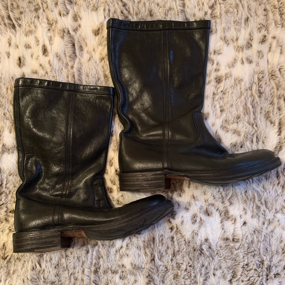 F+B black leather boots